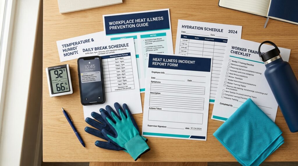 Workplace heat illness incident records and prevention checklist